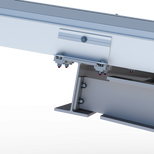Aluminum V-shaped brackets bolted or clamped on H-Beams