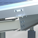 Aluminum V-shaped brackets bolted or clamped on H-Beams