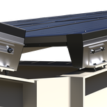 Dual-tilt allows for a central gutter for snow and ice (option)