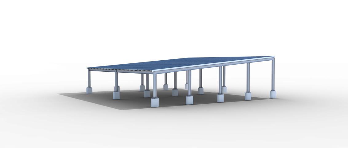 L-Shaped Bifacial Carport tilted up